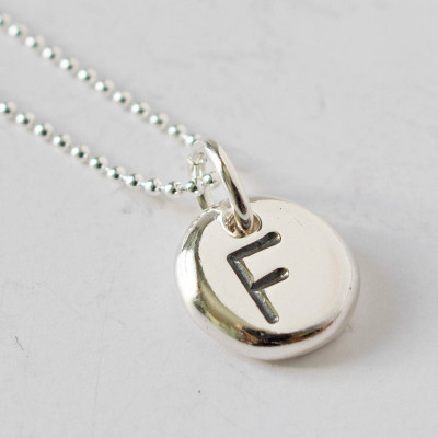 Pebble Pendant with Initial Letter Handmade in Sterling Silver. Pebble Nugget Personalised Pendant Hand Stamped Pebble Letter Jewellery