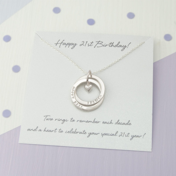 Personalised 21st Birthday Gift For Her, Personalized 21st Birthday Gift For Daughter, 21st Birthday For Her - 21st Birthday 2 Ring Necklace