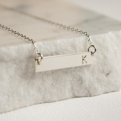 Personalised Bar Necklace - Initial Necklace - Layering Necklace - Silver Bar Necklace