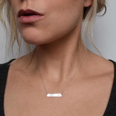Personalised Bar Necklace - Initial Necklace - Layering Necklace - Silver Bar Necklace