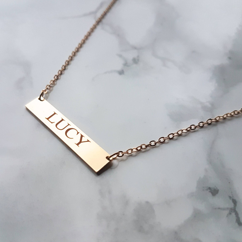 Engraved Custom 4 Sided Bar Necklace | Lovable Keepsake Gifts