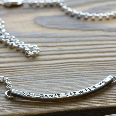 Personalised Curved Bar Necklace - Personalized Necklace - Curved Pendant - Graduation Anniversary Birthday Gift For Her