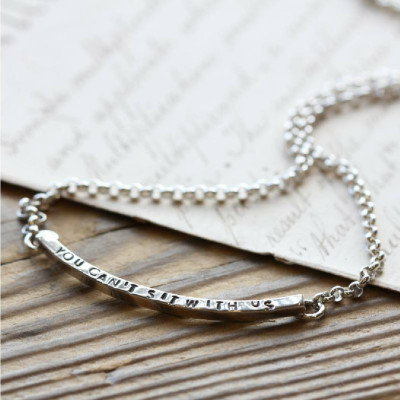 Personalised Curved Bar Necklace - Personalized Necklace - Curved Pendant - Graduation Anniversary Birthday Gift For Her