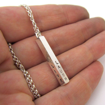 Personalised Four Sided Silver Bar Necklace
