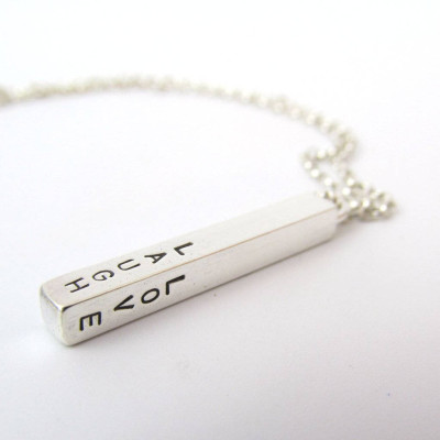 Personalised Four Sided Silver Bar Necklace