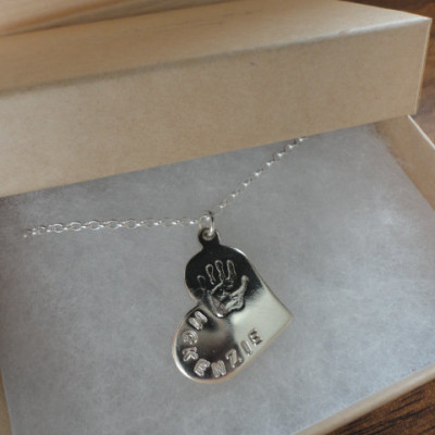 Personalised Handprint Heart Necklace
