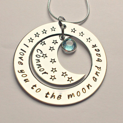 Personalised I love you to the moon and back necklace - gift for mum - gift for her - moon and back - birthday gift - moon necklace