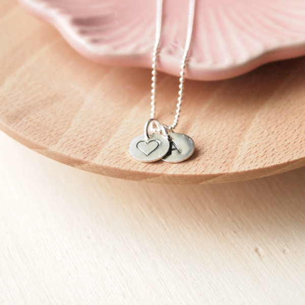 Personalised Initial with Heart - Monogram Necklace with charm - Gift for Girlfriend - Heart Pendant - Initial Charm Necklace