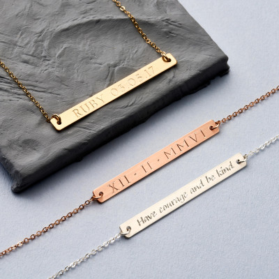 Personalised Message Long Bar Necklace - Bar Necklace - Name Necklace - Personalised Necklace - Gold Fill/Rose Gold Fill/Sterling Silver
