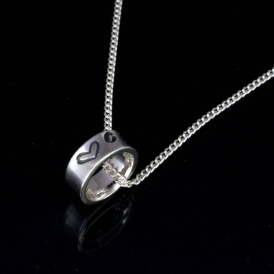 Personalised Mini Ring Pendant Necklace Crafted in Sterling Silver and Hand Stamped with Your Name, Words or Inspirations
