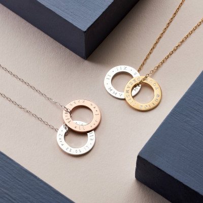Personalised Mixed Rings Message Necklace - Custom Rings Pendant Necklace - Roman Numerals Necklace - Circle Necklace - NC50
