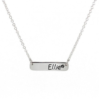 Personalised Name Necklace with Flower, Heart or Star Symbol, handmade and engraved in script style font