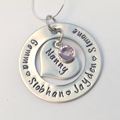Personalised Nanny gift present - personalised family name necklace, Nan Mum Mummy Granny Grandma present gift - personalised jewellery
