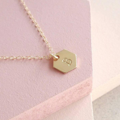 Personalised Necklace - Hexagon Necklace - Honeycomb Necklace - Initial Necklace - Custom Letter - Dainty Necklace - Gift for Her