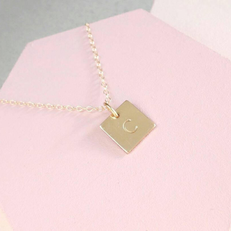 Buy Gold Initial Letter Pendant Necklace Letter M Square Alphabet Rectangle  Pendant, Medallion Necklace, Boho, Personalized Gifts Online in India - Etsy
