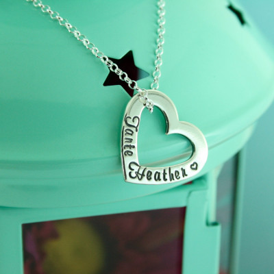 Personalised Necklace | Sterling Silver Heart Washer | Gift For Mum | Childrens Names | Sister/Auntie/Friend | Christmas Gift Idea | UK