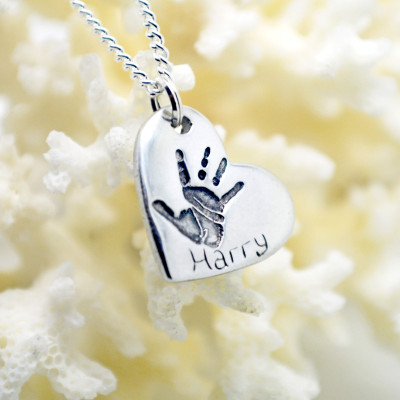 Personalised Necklace, Hand Print Necklace, Handprint Keepsake, Keepsake Necklace, Handprint Heart, Gift for Mum, Gift for New Mum