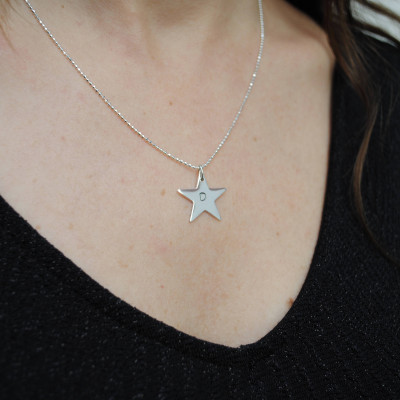 Personalised Necklace, Initial Necklace, Silver Star Necklace, Star Jewellery, Birthday Gift for Her, Bridesmaid Gift, Graduation Gift
