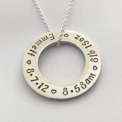 Personalised New Mum Mummy Necklace - personalized hand stamped birth date birth weight birth time - New mum mom present - new baby present