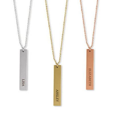 Personalised Rectangle Tag Necklace, Wedding Thank - You Gift, Keepsake , Birthday, Anniversary - 3 Colours