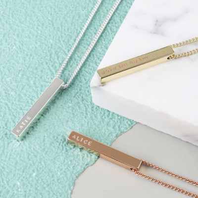 Personalised Rose Gold Bar Necklace Unique Stylish Gold Bar Best Gift For Wify or Girl New Year Gift Diffrent Personlised Gift Eye Catching