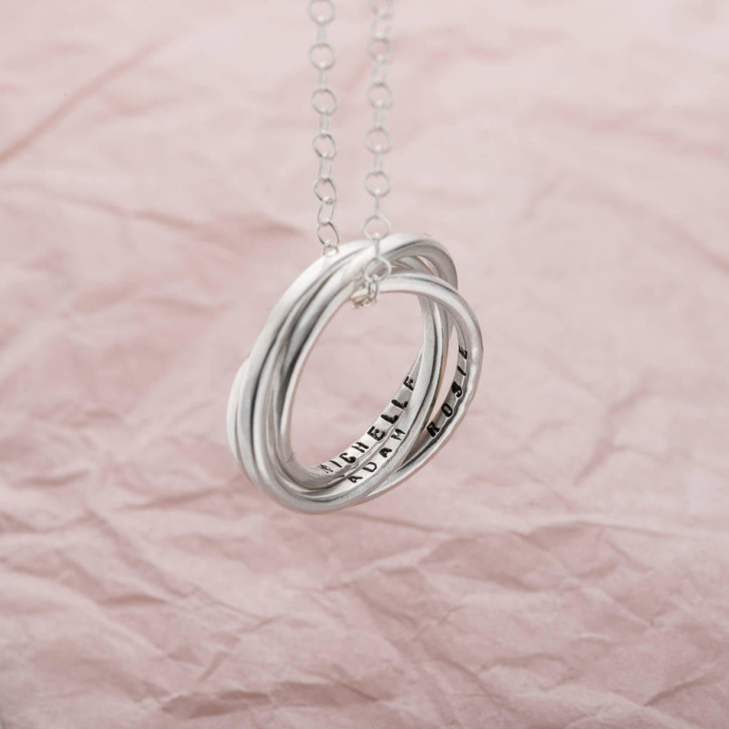 Personalised Mini Two Ring Russian Ring Necklace | hardtofind.