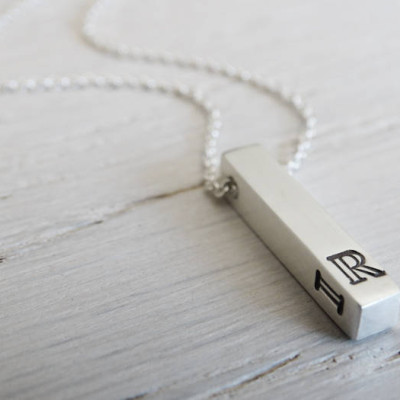 Personalised Silver Bar Necklace ~ Monogram ~ Sterling Silver