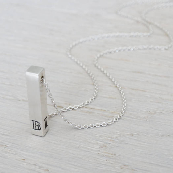 Personalised Silver Bar Necklace ~ Monogram ~ Sterling Silver