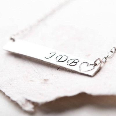 Personalised Silver Bar Necklace, Engraved Rectangle Pendant With Initials Simple Elegant Jewellery For Her, Gift for Mom Best Friend Sister