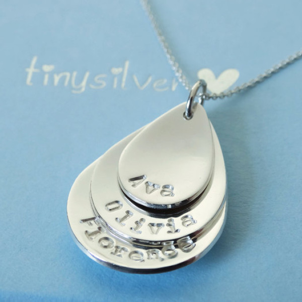 Personalised Silver Drops Necklace - Sterling Silver