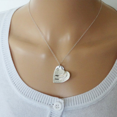 Personalised Silver Hearts Necklace - Sterling Silver