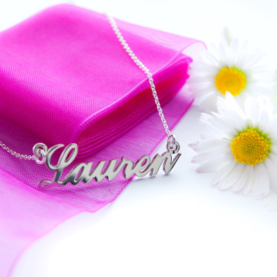 Personalised Silver Name Necklace Carrie Style Name Plate ANY CUSTOM NAME - Unique Jewellery Gift for Woman Daughter Wife Sister Her