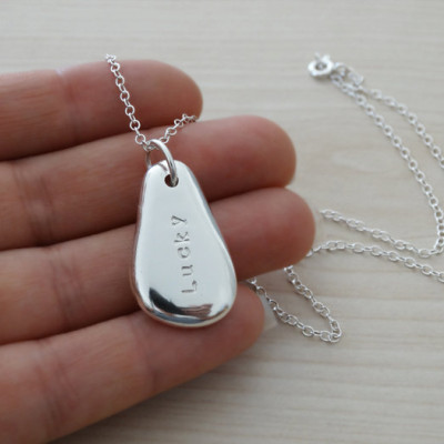 Large Personalised Silver Pebble Necklace
