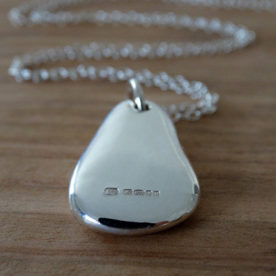 Large Personalised Silver Pebble Necklace