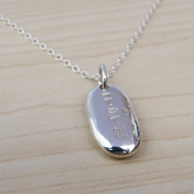 Personalised Silver Pebble Necklace - Sterling Silver
