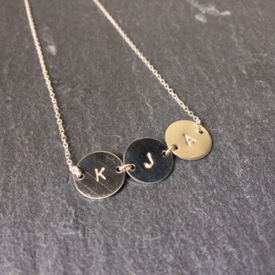 Personalised Sterling Silver Initials Circle necklace- Initial necklace- personalise disc-children initial- family initials- bridesmaid gift