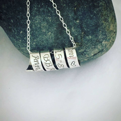Personalised Sterling Silver Necklace, Secret Message Scroll Pendant with Message Names Dates, Bridesmaid Jewellery Sisters Special Birthday