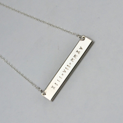 Personalised bar necklace- roman numerals necklace- anniversary- bridesmaid necklace- birthday - date