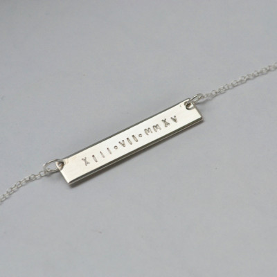 Personalised bar necklace- roman numerals necklace- anniversary- bridesmaid necklace- birthday - date