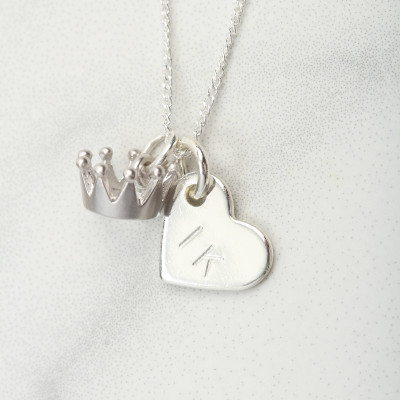 Personalised birthday gifts for her, crown heart, mum, mom, kids, best friends, new mum necklace gift, personalized silver gold