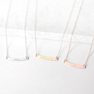 Personalised curved bar necklace - name bar necklace - nameplate necklace - gold bar necklace - friendship gift