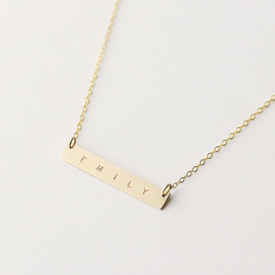 Personalised gold bar necklace - horizontal bar necklace - gold name bar necklace - name plate necklace - personalised bar necklace
