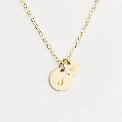 Personalised heart necklace - gold initial necklace - multi disc necklace - love necklace - personalised initial necklace - new mum necklace