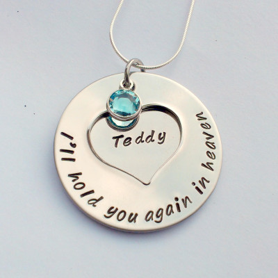 Personalised memorial necklace - hold you again in heaven - remembrance jewellery - bereavement necklace - miscarriage gift, child loss gift