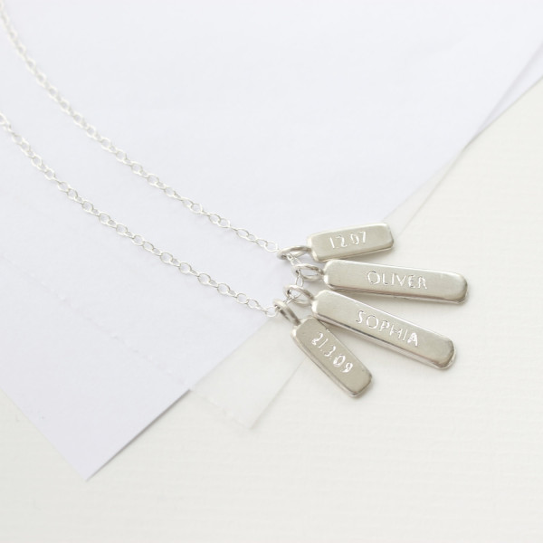 Personalised name and date necklace
