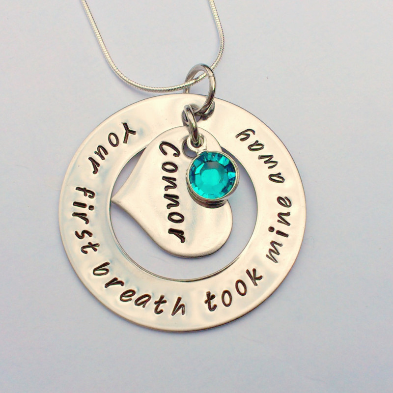 New Mommy Necklace Mother/'s Day gift idea for new mom your first breath took mine away