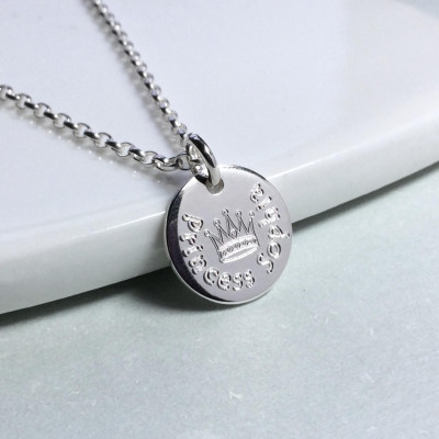 Personalised necklace, princess necklace, silver name necklace, engraved necklace, personalized gift, gift for daughter, sterling silver