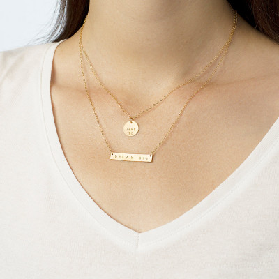 Personalised necklace set - Dare to Dream Big - gold bar necklace - layering necklace - brides necklace - inspirational jewellery