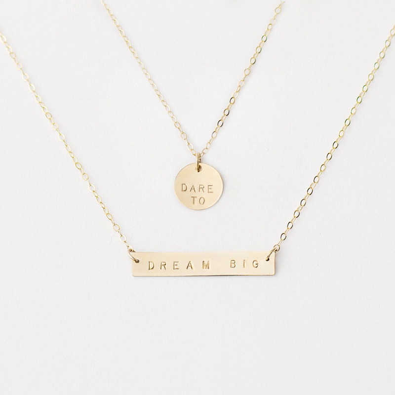 layering necklace gold bar necklace Personalized quote necklace custom message necklace layered and long custom bar necklace