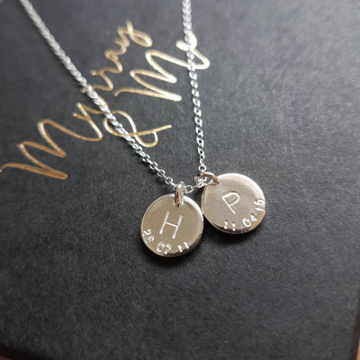 Personalised sterling silver initial and date necklace, initial necklace, date necklace, silver initial necklace, initials necklace
